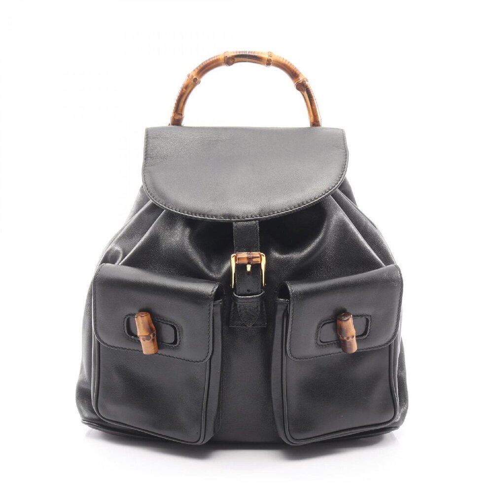 Gucci Bamboo Backpack Leather Black - Picture 2 of 9